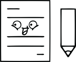 line drawing cartoon of a test paper png