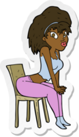 sticker of a cartoon woman posing on chair png