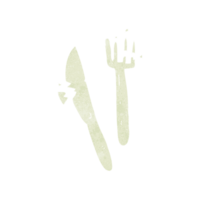 hand retro cartoon cracked plastic cutlery png