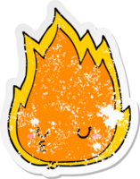 autocollant en détresse d'un feu de dessin animé mignon png