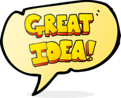 hand drawn speech bubble cartoon GREAT IDEA symbol png