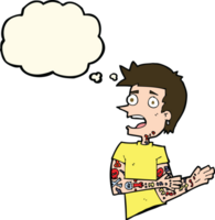 cartoon man with tattoos with thought bubble png