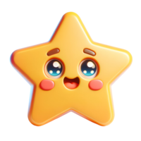 3d illustrazione di stella emoji con contento viso png