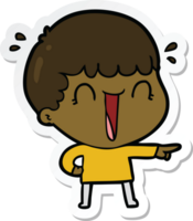 sticker of a laughing cartoon man pointing finger png