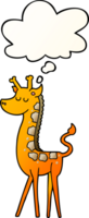 cartoon giraffe with thought bubble in smooth gradient style png