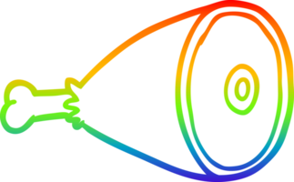 rainbow gradient line drawing of a leg of meat png