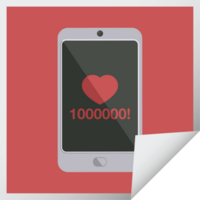mobile phone showing 1000000 likes graphic   illustration square sticker png
