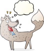 hand drawn thought bubble cartoon wolf png