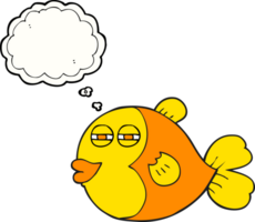mano disegnato pensato bolla cartone animato pesce png