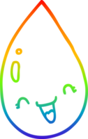 rainbow gradient line drawing of a cartoon raindrop png