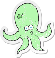 retro distressed sticker of a cartoon octopus png