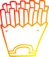 warm gradient line drawing of a cartoon french fries png