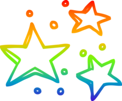 rainbow gradient line drawing of a cartoon decorative stars png