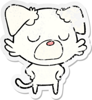 distressed sticker of a cartoon dog png