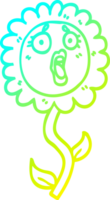 cold gradient line drawing of a cartoon shocked sunflower png