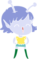 flat color style cartoon alien girl laughing png