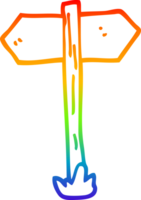 rainbow gradient line drawing of a cartoon sign posts png