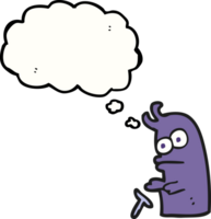 hand drawn thought bubble cartoon little alien png