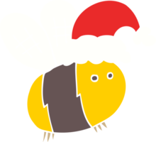 cute flat color style cartoon bee wearing christmas hat png