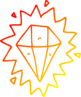 warm gradient line drawing of a cartoon diamond png