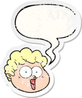 cartoon male face with speech bubble distressed distressed old sticker png