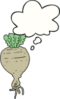 cartoon root vegetable with thought bubble png