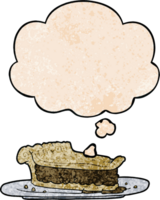 cartoon meat pie with thought bubble in grunge texture style png