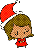 hand drawn christmas cartoon of kawaii girl png