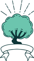 scroll banner with tattoo style tree png