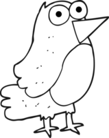 hand drawn black and white cartoon robin png