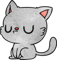 hand drawn textured cartoon of cute kawaii cat png