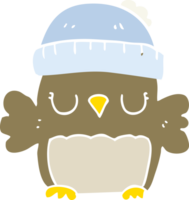 cute flat color style cartoon owl in hat png