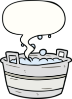 tecknad serie gammal tenn bad full av vatten med Tal bubbla png