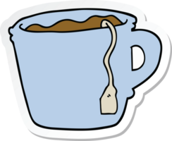 sticker of a cartoon hot cup of tea png