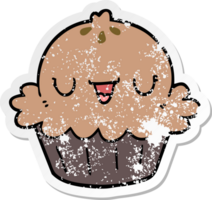 distressed sticker of a cute cartoon pie png