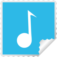 fyrkant peeling klistermärke tecknad serie av en musikalisk notera png