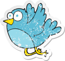 retro distressed sticker of a cartoon bird png