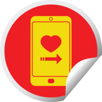 dating app on cell phone circular peeling sticker png