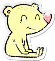 distressed sticker of a sitting bear cartoon png