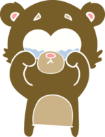 flat color style cartoon crying bear rubbing eyes png