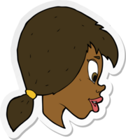 sticker of a cartoon pretty female face png