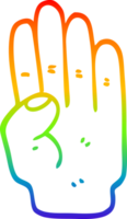 rainbow gradient line drawing of a cartoon hand png