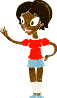 cartoon waving woman png