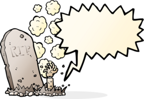 tecknad serie zombie stigande från grav med Tal bubbla png