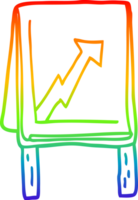 Regenbogen Gradient Linie Zeichnung von ein Karikatur Geschäft Diagramm mit Pfeil png