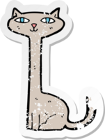 retro distressed sticker of a cartoon cat png