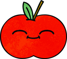 retro Grunge Textur Karikatur von ein rot Apfel png