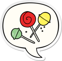 cartoon traditional lollipop with speech bubble sticker png