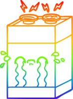 rainbow gradient line drawing of a cartoon crying battery png