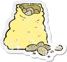 retro distressed sticker of a cartoon sack of potatoes png